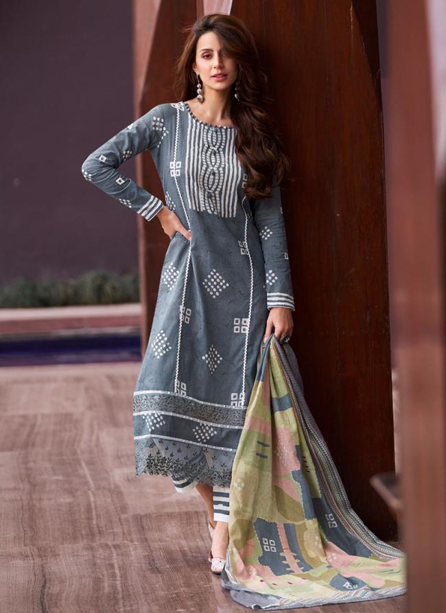 Pure Lawn Cambric Grey Daily Wear Digital Printed Pakistani Suit